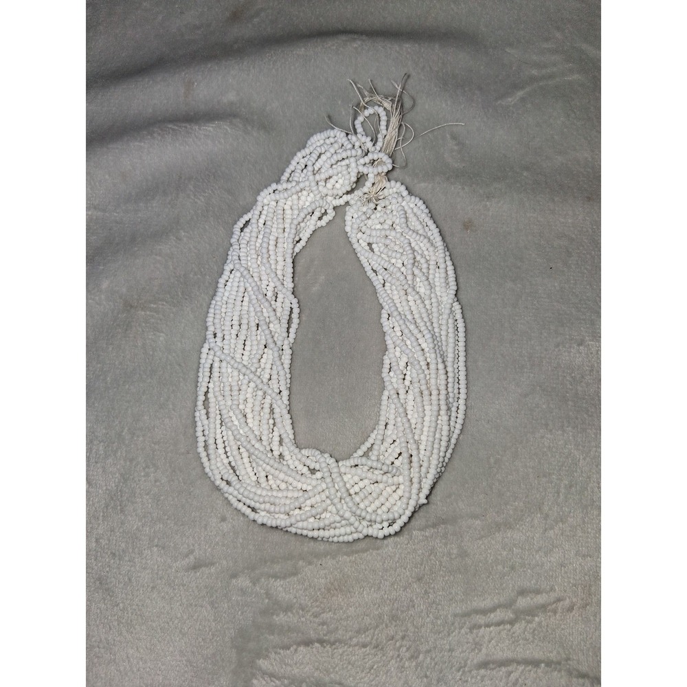 Vintage White Glass Seed Beads 12 Strand Hank 1.6 oz Jewelry Craft Beading Suppl
